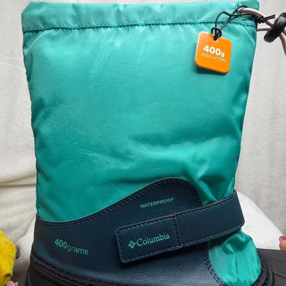 NWT‎ Columbia Snow Boots Kids Size 7 Teal Black Waterproof Insulated BY1324-454